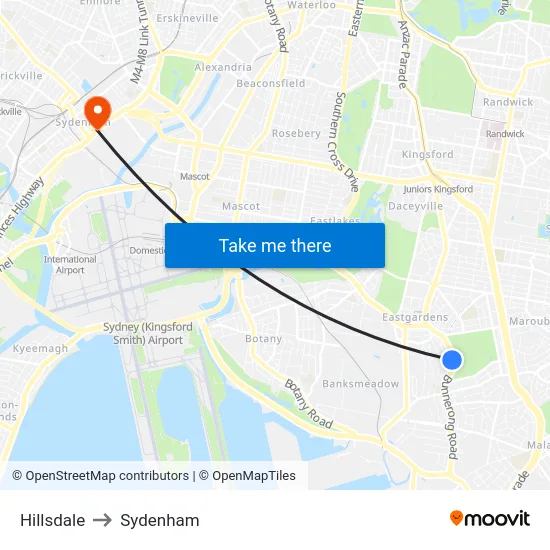 Hillsdale to Sydenham map