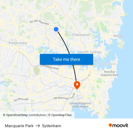 Macquarie Park to Sydenham map
