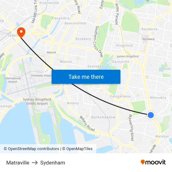 Matraville to Sydenham map