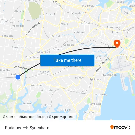 Padstow to Sydenham map