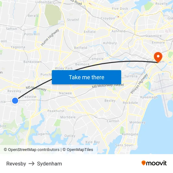 Revesby to Sydenham map