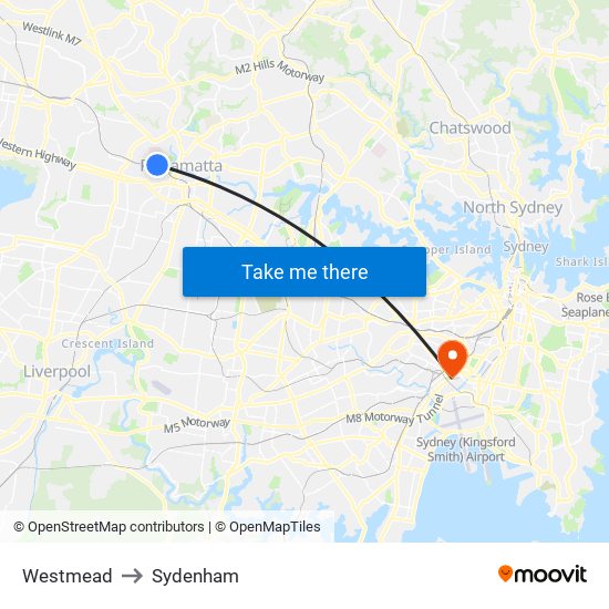 Westmead to Sydenham map