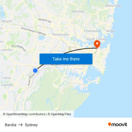 Bardia to Sydney map
