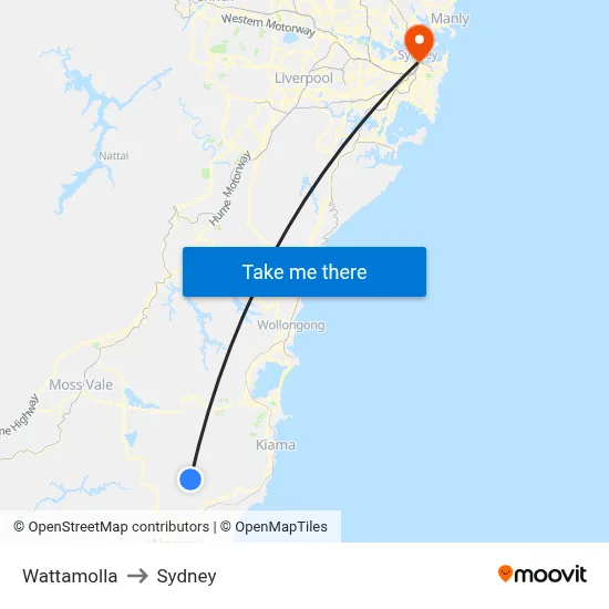 Wattamolla to Sydney map