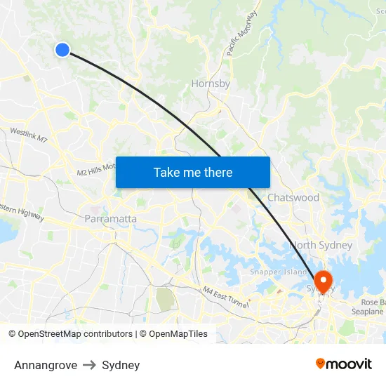Annangrove to Sydney map