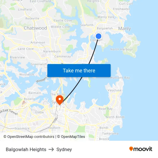 Balgowlah Heights to Sydney map