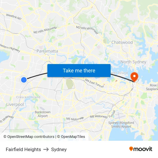 Fairfield Heights to Sydney map