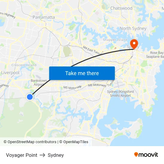 Voyager Point to Sydney map
