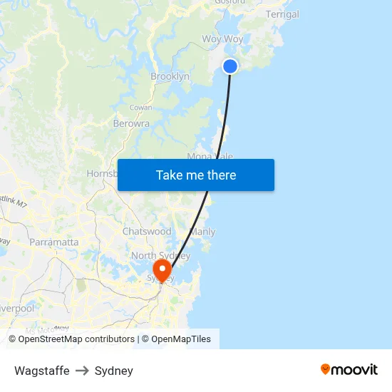 Wagstaffe to Sydney map