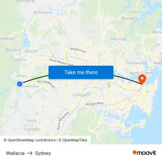 Wallacia to Sydney map