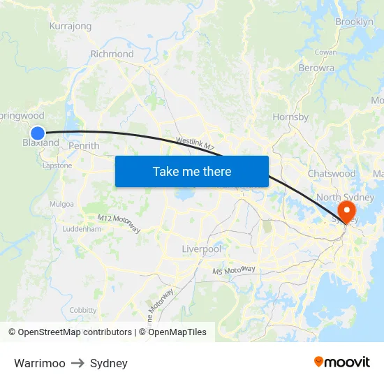 Warrimoo to Sydney map