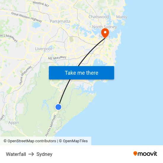 Waterfall to Sydney map