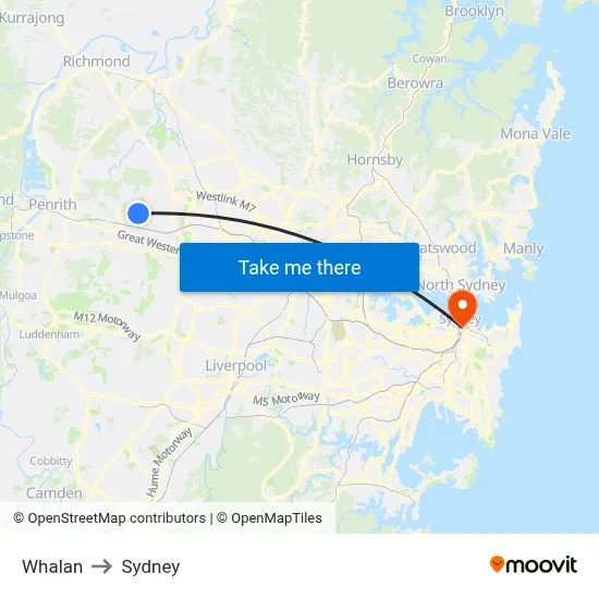 Whalan to Sydney map
