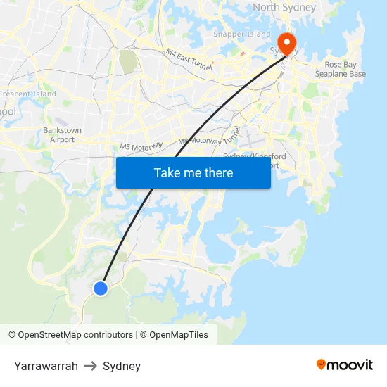 Yarrawarrah to Sydney map