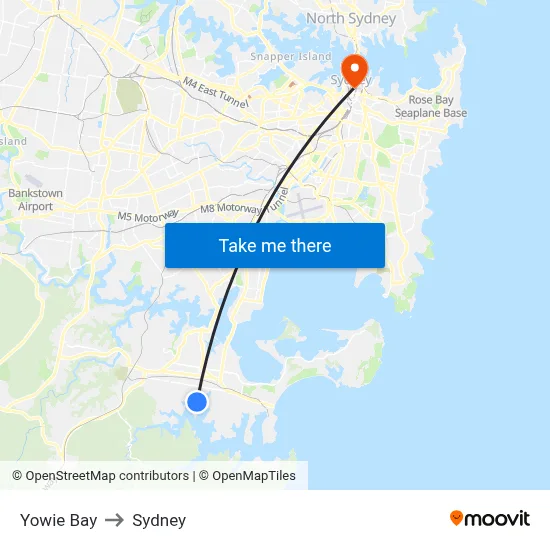 Yowie Bay to Sydney map