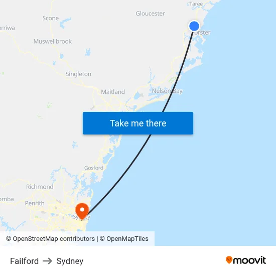 Failford to Sydney map