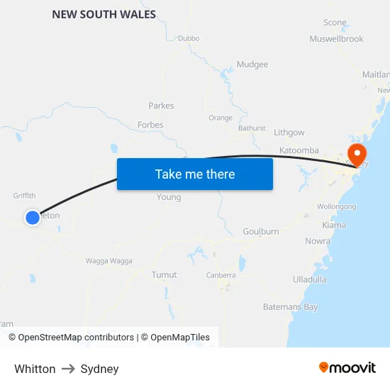 Whitton to Sydney map
