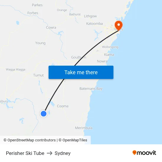 Perisher Ski Tube to Sydney map