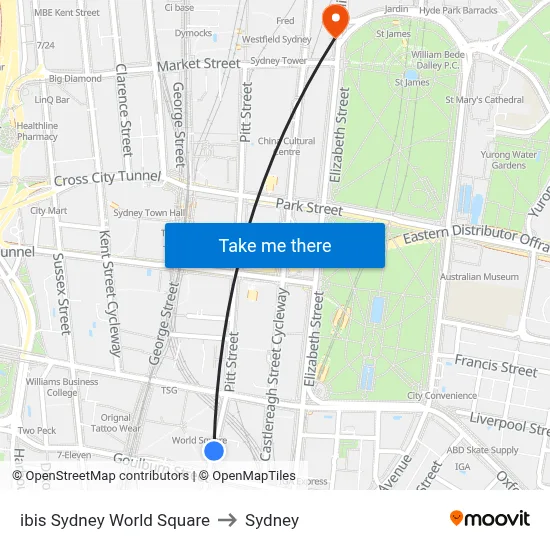 ibis Sydney World Square to Sydney map