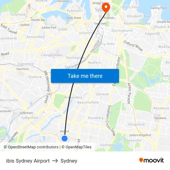 ibis Sydney Airport to Sydney map