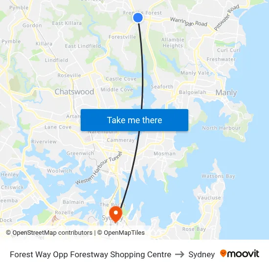 Forest Way Opp Forestway Shopping Centre to Sydney map