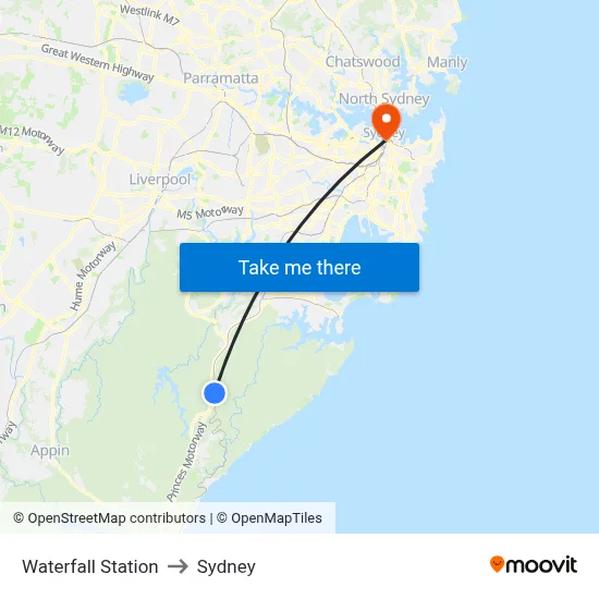 Waterfall Station to Sydney map