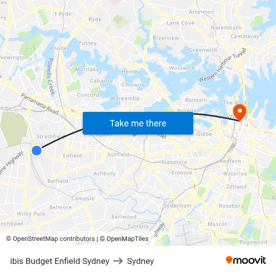 ibis Budget Enfield Sydney to Sydney map