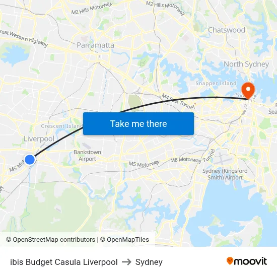 ibis Budget Casula Liverpool to Sydney map