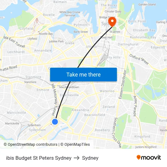 ibis Budget St Peters Sydney to Sydney map