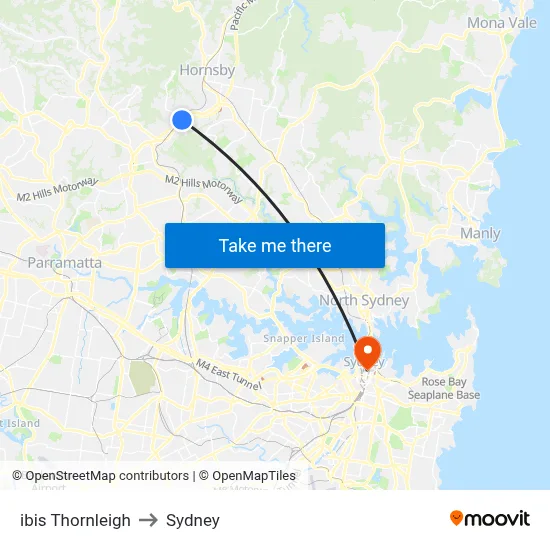 ibis Thornleigh to Sydney map