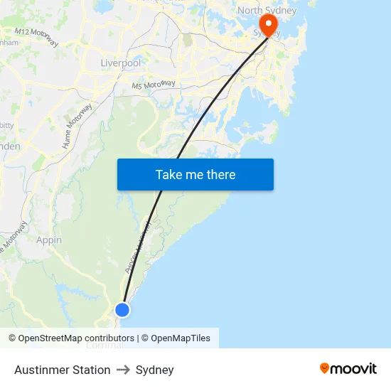 Austinmer Station to Sydney map
