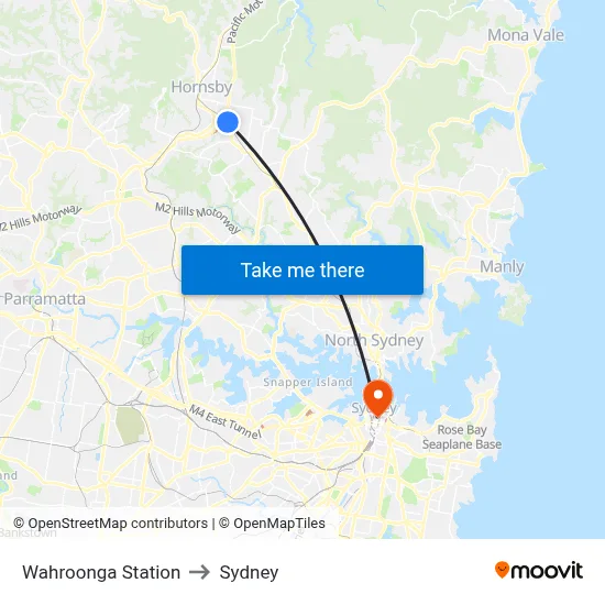 Wahroonga Station to Sydney map