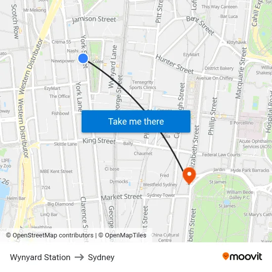 Wynyard Station to Sydney map