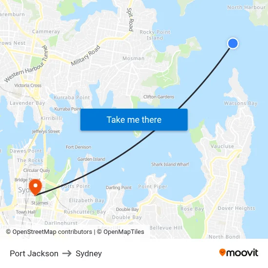Port Jackson to Sydney map