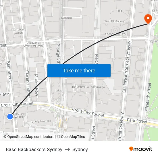 Base Backpackers Sydney to Sydney map