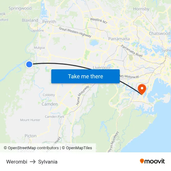 Werombi to Sylvania map