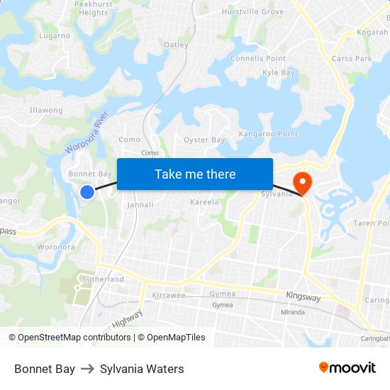 Bonnet Bay to Sylvania Waters map