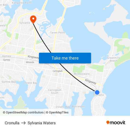 Cronulla to Sylvania Waters map