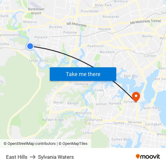 East Hills to Sylvania Waters map