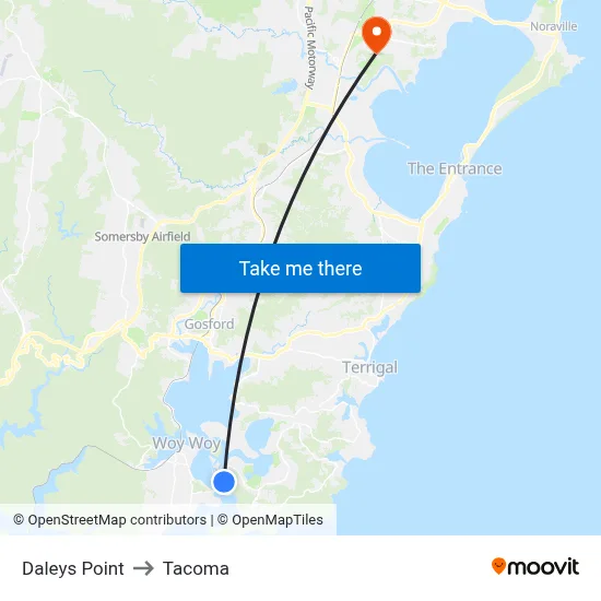 Daleys Point to Tacoma map