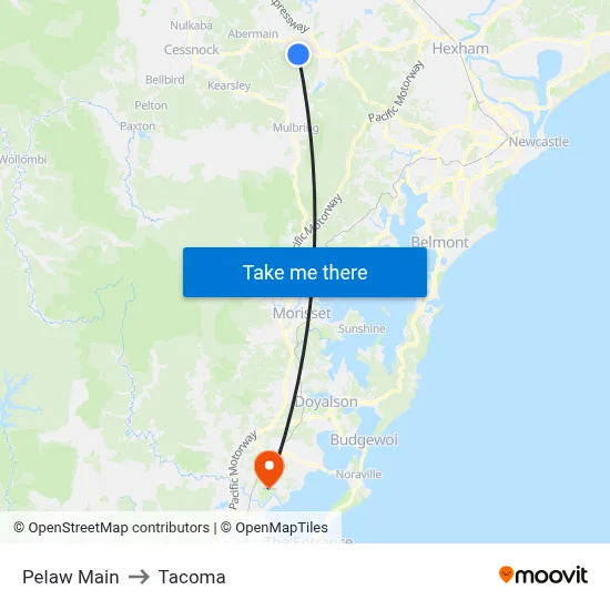 Pelaw Main to Tacoma map