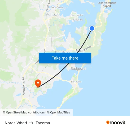 Nords Wharf to Tacoma map