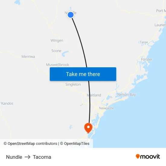 Nundle to Tacoma map