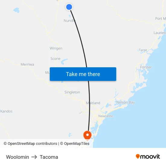 Woolomin to Tacoma map