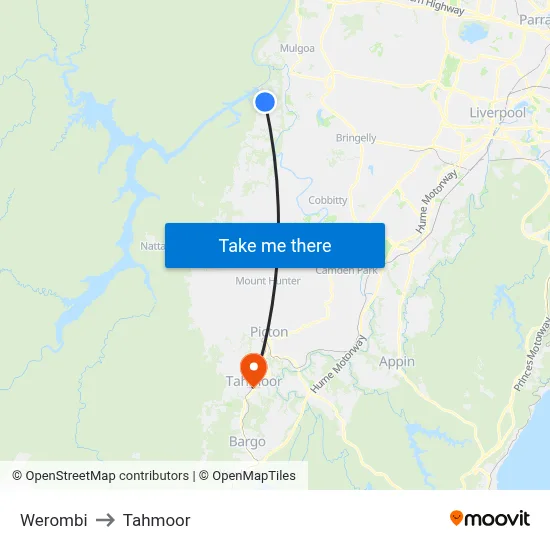 Werombi to Tahmoor map