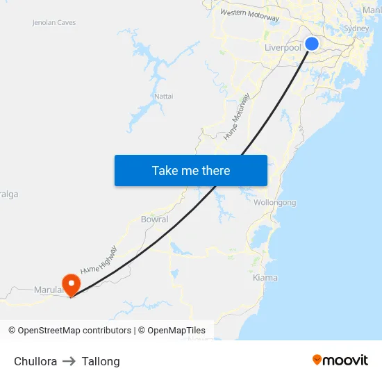Chullora to Tallong map