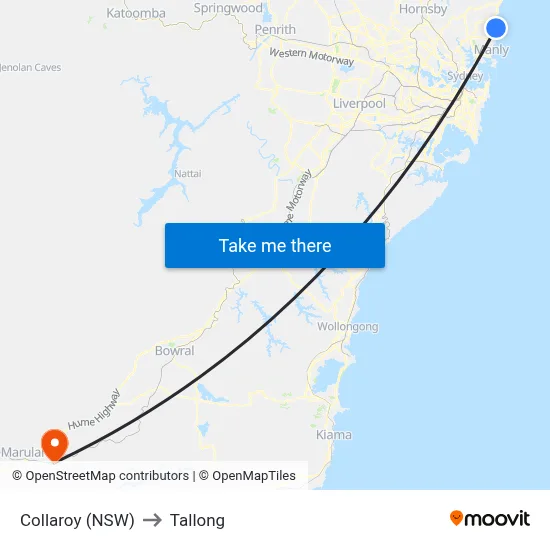 Collaroy (NSW) to Tallong map