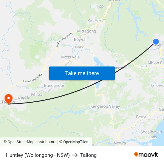 Huntley (Wollongong - NSW) to Tallong map