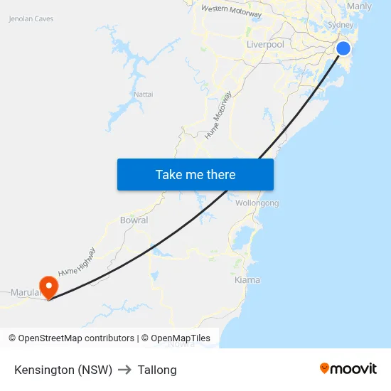 Kensington (NSW) to Tallong map