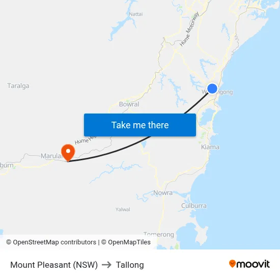 Mount Pleasant (NSW) to Tallong map